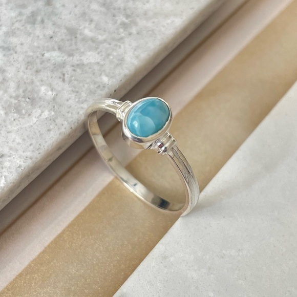 VizionartebyJyoti Jewelry - 925 sterling silver natural Larimar ring US 11 BOHO